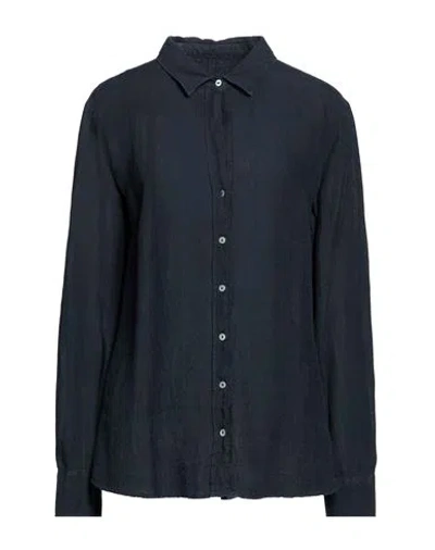 120% Lino Woman Shirt Midnight Blue Size 10 Linen