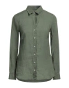 120% Lino Woman Shirt Military Green Size 10 Linen