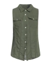 120% Lino Woman Shirt Military Green Size 10 Linen