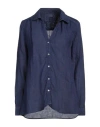 120% Lino Woman Shirt Navy Size 10 Linen