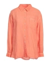 120% Lino Woman Shirt Orange Size 12 Linen In Orange