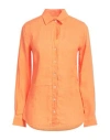 120% Lino Woman Shirt Orange Size 10 Linen