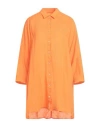120% Lino Woman Shirt Orange Size Xl Linen In Orange