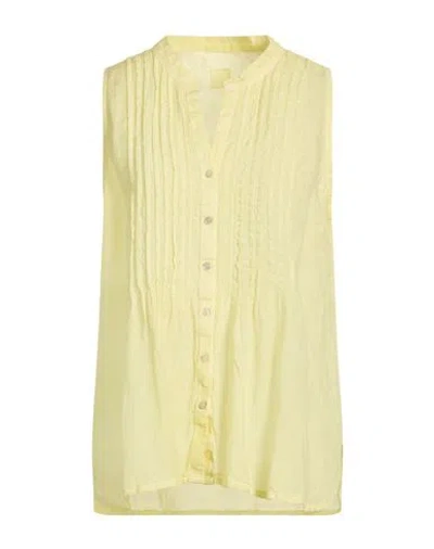 120% Lino Woman Shirt Pastel Yellow Size 10 Linen