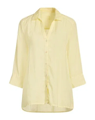 120% Lino Woman Shirt Pastel Yellow Size 6 Linen