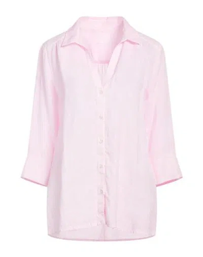 120% Lino Woman Shirt Pink Size 12 Linen
