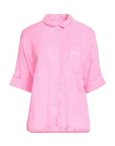 120% Lino Woman Shirt Pink Size 8 Linen