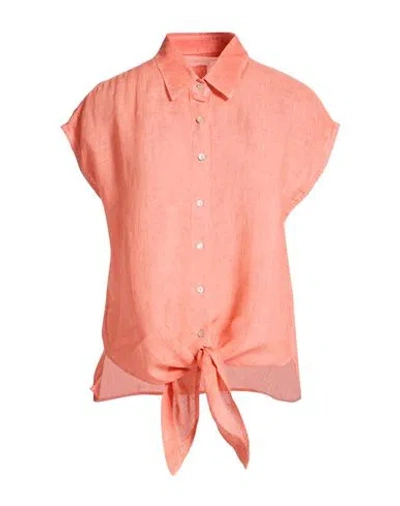 120% Lino Woman Shirt Salmon Pink Size 12 Linen