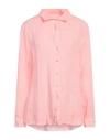 120% Lino Woman Shirt Salmon Pink Size 14 Linen