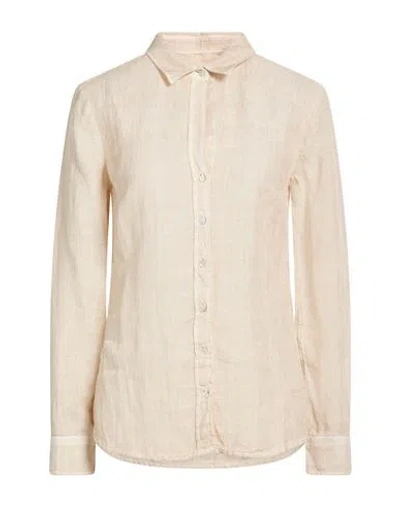 120% Lino Woman Shirt Sand Size 14 Linen In Neutral