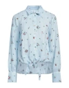 120% Lino Woman Shirt Sky Blue Size 12 Linen In Blue