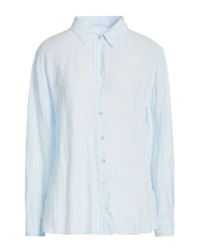 120% Lino Woman Shirt Sky Blue Size 12 Linen