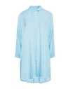 120% Lino Woman Shirt Sky Blue Size M Linen