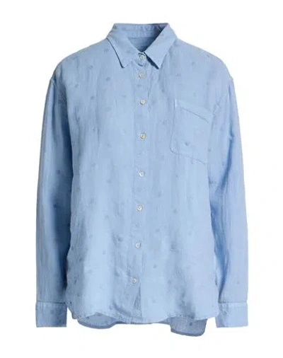 120% Lino Woman Shirt Slate Blue Size 10 Linen
