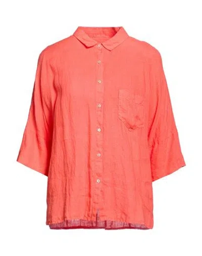 120% Lino Woman Shirt Tomato Red Size 10 Linen