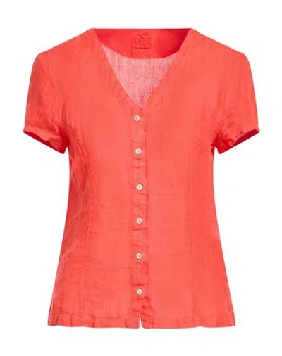 120% Lino Woman Shirt Tomato Red Size 6 Linen