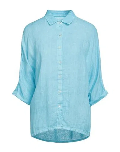 120% LINO 120% LINO WOMAN SHIRT TURQUOISE SIZE L LINEN