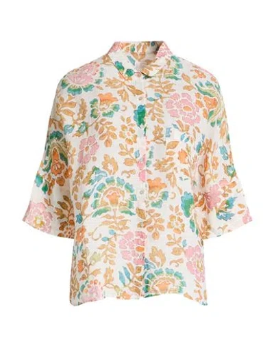 120% Lino Woman Shirt White Size 6 Linen In Multi
