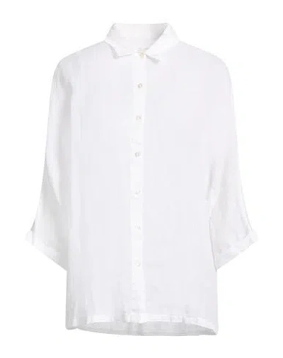120% Lino Woman Shirt White Size S Linen In Pink