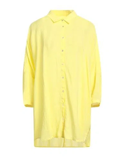 120% Lino Woman Shirt Yellow Size L Linen