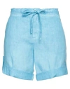 120% Lino Woman Shorts & Bermuda Shorts Azure Size 4 Linen In Blue