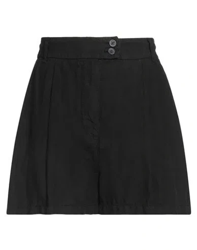120% Lino Woman Shorts & Bermuda Shorts Black Size 10 Linen