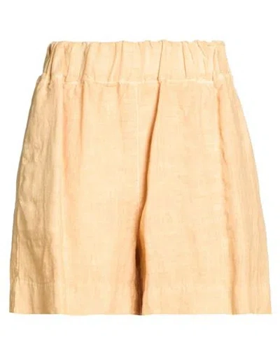 120% Lino Woman Shorts & Bermuda Shorts Camel Size 12 Linen In Nude
