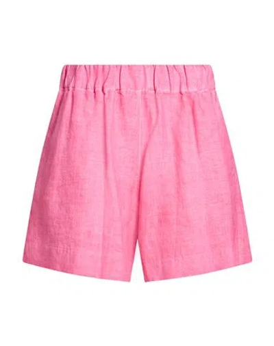 120% Lino Woman Shorts & Bermuda Shorts Fuchsia Size 12 Linen In Pink