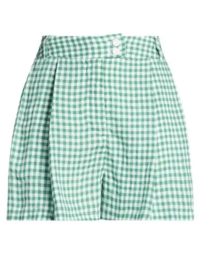 120% Lino Woman Shorts & Bermuda Shorts Green Size 6 Linen