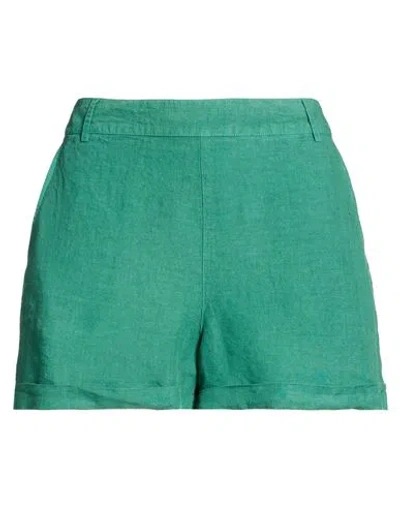 120% Lino Woman Shorts & Bermuda Shorts Green Size 6 Linen