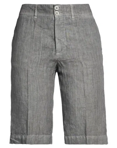 120% Lino Woman Shorts & Bermuda Shorts Grey Size 10 Linen In Gray