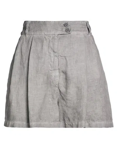 120% Lino Woman Shorts & Bermuda Shorts Grey Size 12 Linen In Gray