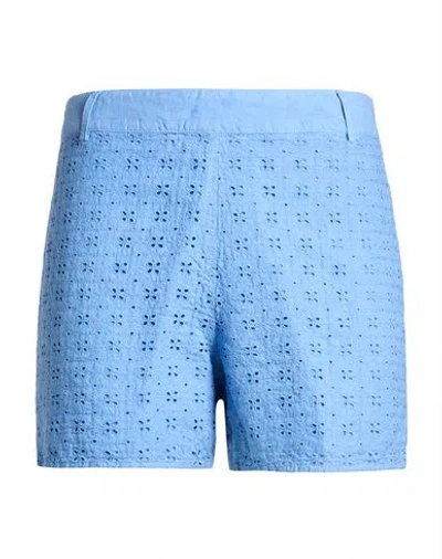 120% Lino Woman Shorts & Bermuda Shorts Light Blue Size 6 Linen