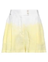 120% Lino Woman Shorts & Bermuda Shorts Pastel Yellow Size 12 Linen In Yellow