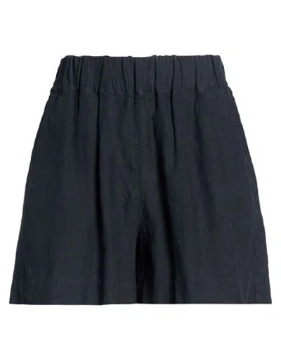 120% Lino Woman Shorts & Bermuda Shorts Midnight Blue Size 4 Linen In Multi