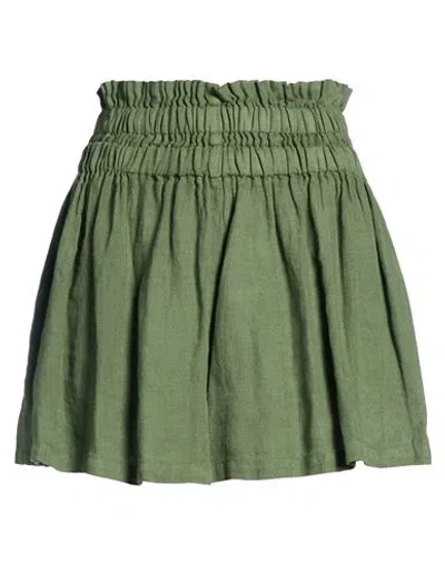 120% Lino Woman Shorts & Bermuda Shorts Military Green Size 10 Linen