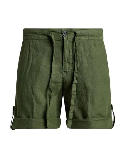 120% Lino Woman Shorts & Bermuda Shorts Military Green Size 2 Linen