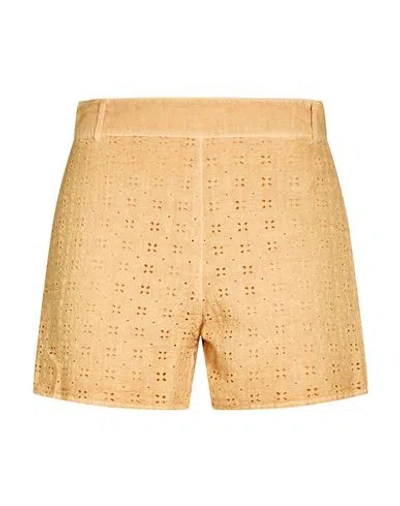 120% Lino Woman Shorts & Bermuda Shorts Mustard Size 6 Linen In Yellow