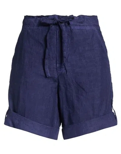 120% Lino Woman Shorts & Bermuda Shorts Navy Size 12 Linen In Blue