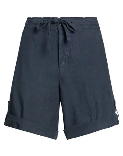120% Lino Woman Shorts & Bermuda Shorts Navy Size 14 Linen In Blue
