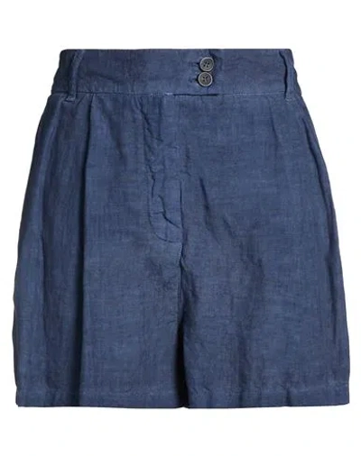 120% Lino Woman Shorts & Bermuda Shorts Navy Size 8 Linen In Blue