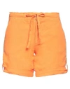 120% Lino Woman Shorts & Bermuda Shorts Orange Size 10 Linen In Orange