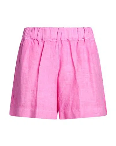 120% Lino Woman Shorts & Bermuda Shorts Pink Size 8 Linen