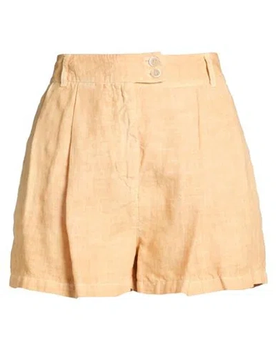 120% Lino Woman Shorts & Bermuda Shorts Sand Size 6 Linen In Yellow