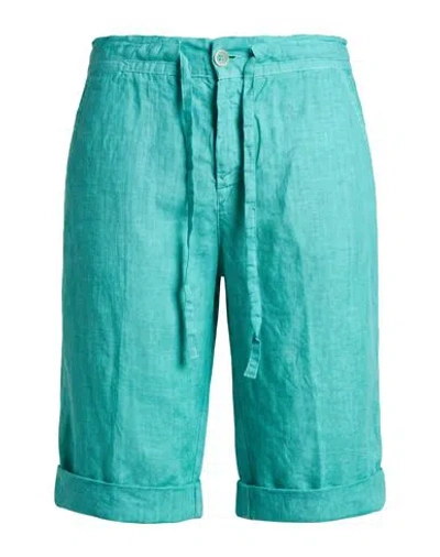 120% Lino Woman Shorts & Bermuda Shorts Turquoise Size 2 Linen In Blue