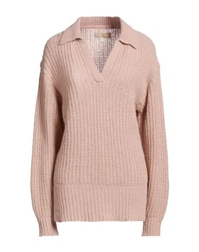 120% Lino Woman Sweater Antique Rose Size M Alpaca Wool, Cashmere, Silk In Pink
