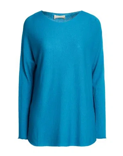 120% Lino Woman Sweater Azure Size Xs Cashmere In Blue