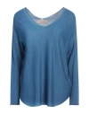 120% Lino Woman Sweater Blue Size L Cashmere