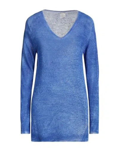 120% Lino Woman Sweater Blue Size Xl Linen