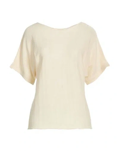 120% Lino Woman Sweater Cream Size S Linen, Silk In Neutral